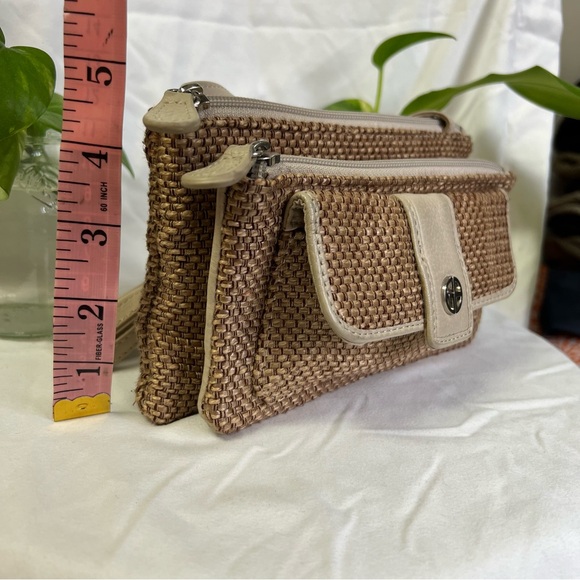 Giani Bernini Beige Leather Straw Crochet Wallet Wristlet Crossbody Mini Bag - Picture 16 of 16